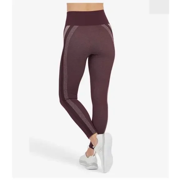 Spanx Jammy Plum maroon pink track stripe seamless leggings size Small NWT - Picture 3 of 15